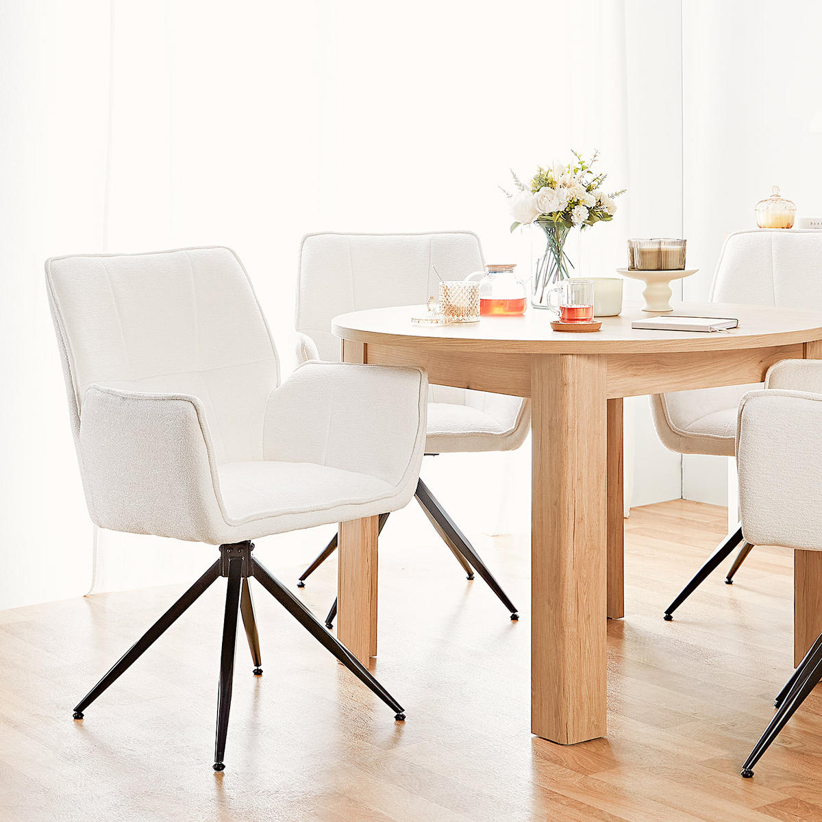 ESSTISCH rund 106/106/76 cm Weiß - Braun, Holz (106/106/76cm) - Homestyle4u