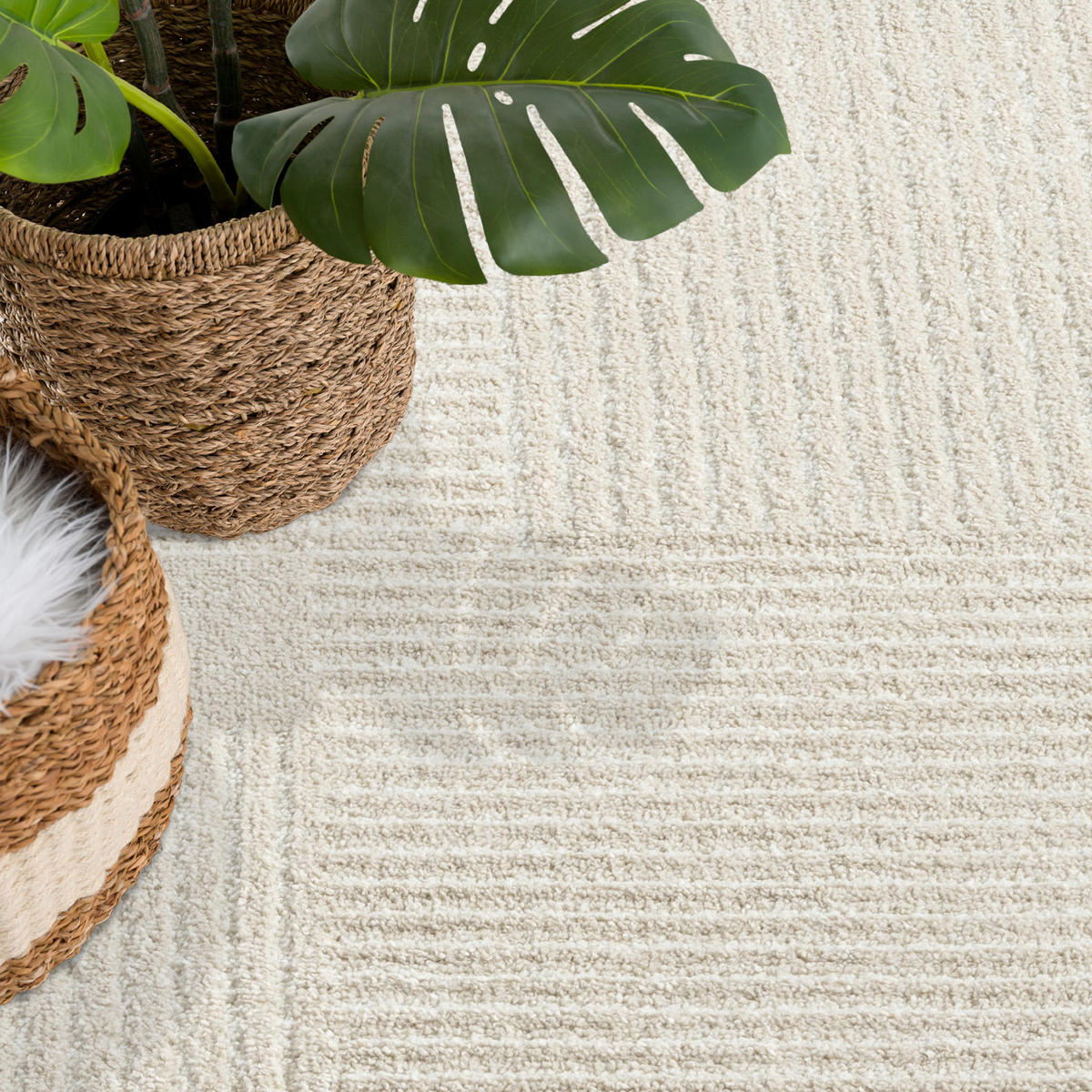KURZFLOR-TEPPICH Flair 177 Beige 160x160 cm - Beige, Textil (160/160cm) - carpet city