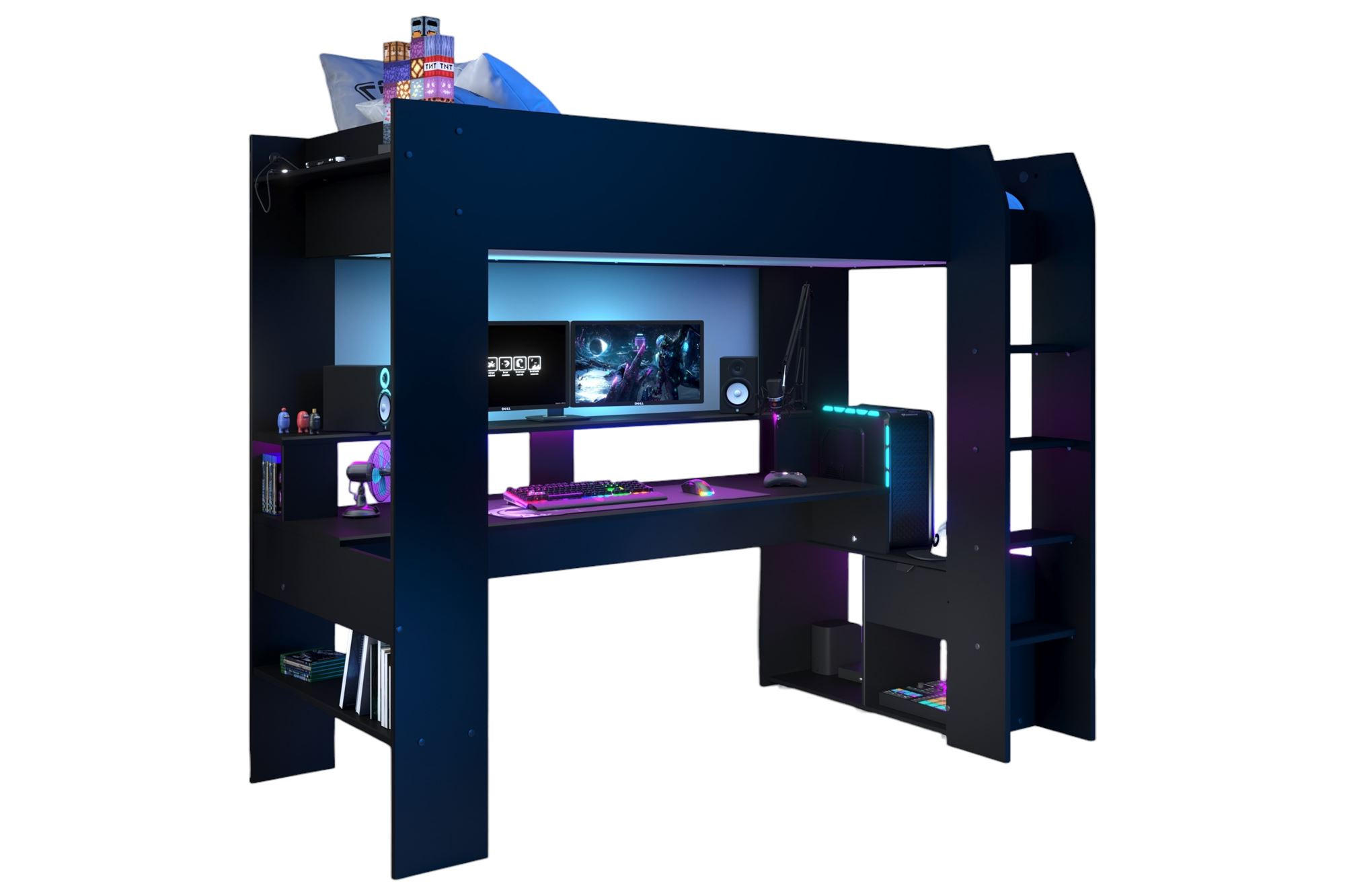 58aufmkessel Gaming-Hochbett Schwarz 90x200 cm