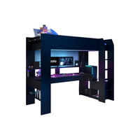 GAMING-HOCHBETT Parisot Online 1 mit LED+USB 90x200 Holzdekor Schwarz - Schwarz, Kunststoff (90/200cm) - 58aufmkessel