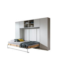 SCHRANKBETT Wandbett horizontal HB 140x200 mit 2 Schränken & Aufsatz - 4-teilig - Weiß hochglanz - Weiß Hochglanz, Holzwerkstoff (140/200cm) - QMM TraumMöbel