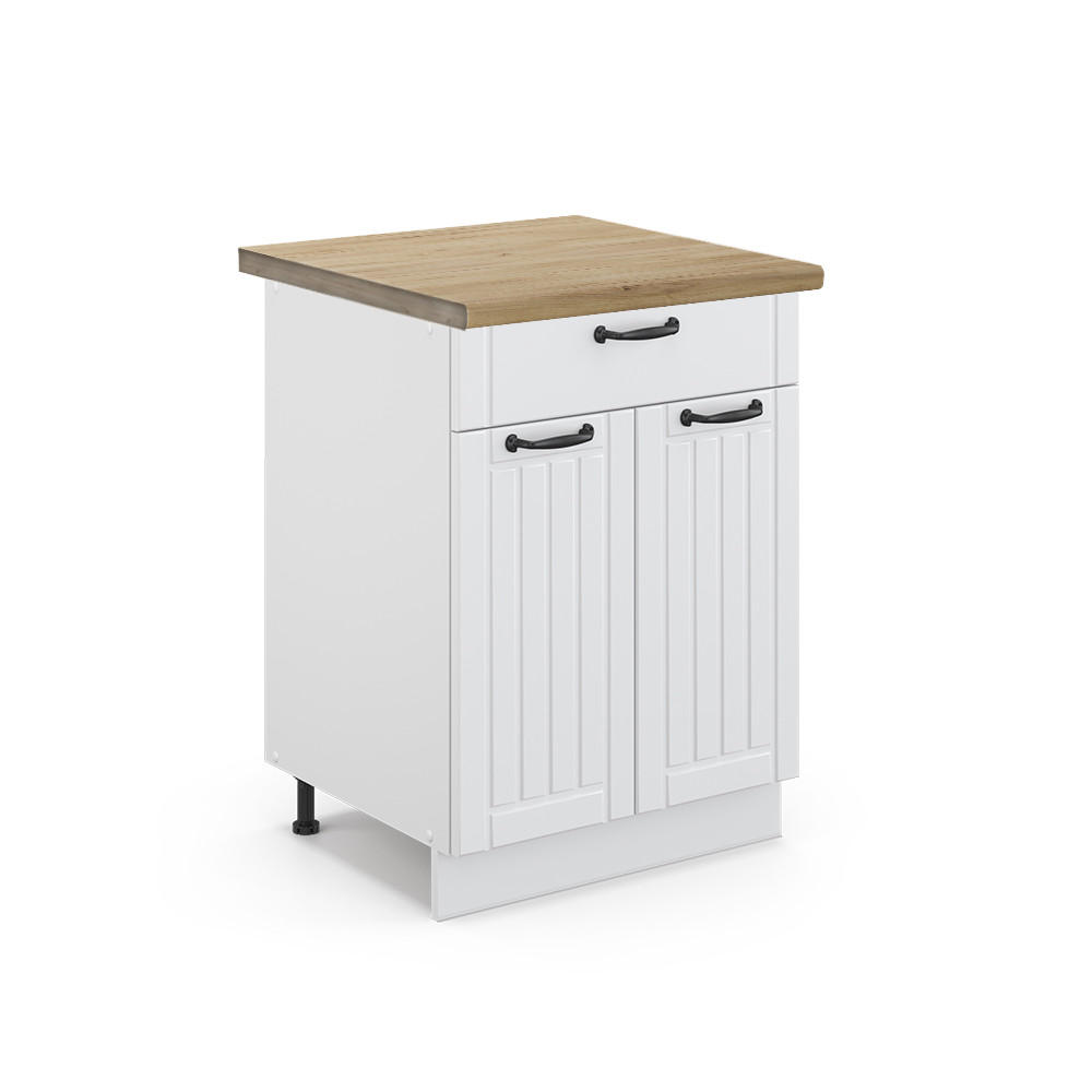 KÜCHENUNTERSCHRANK Fame-Line Weiß Landhaus 60 cm mit Schublade AP Eiche - Weiß, Holzwerkstoff (60/82/60cm) - Vicco