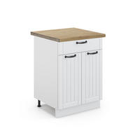 KÜCHENUNTERSCHRANK Fame-Line Weiß Landhaus 60 cm mit Schublade AP Eiche - Weiß, Holzwerkstoff (60/82/60cm) - Vicco