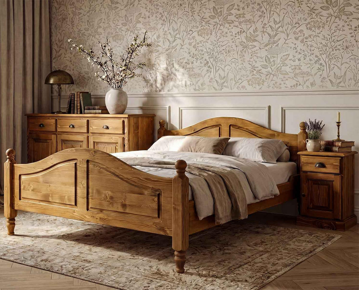 BETT aus Massivholz CHARLOTTE - Hellbraun, Holz (140/200cm) - Seart