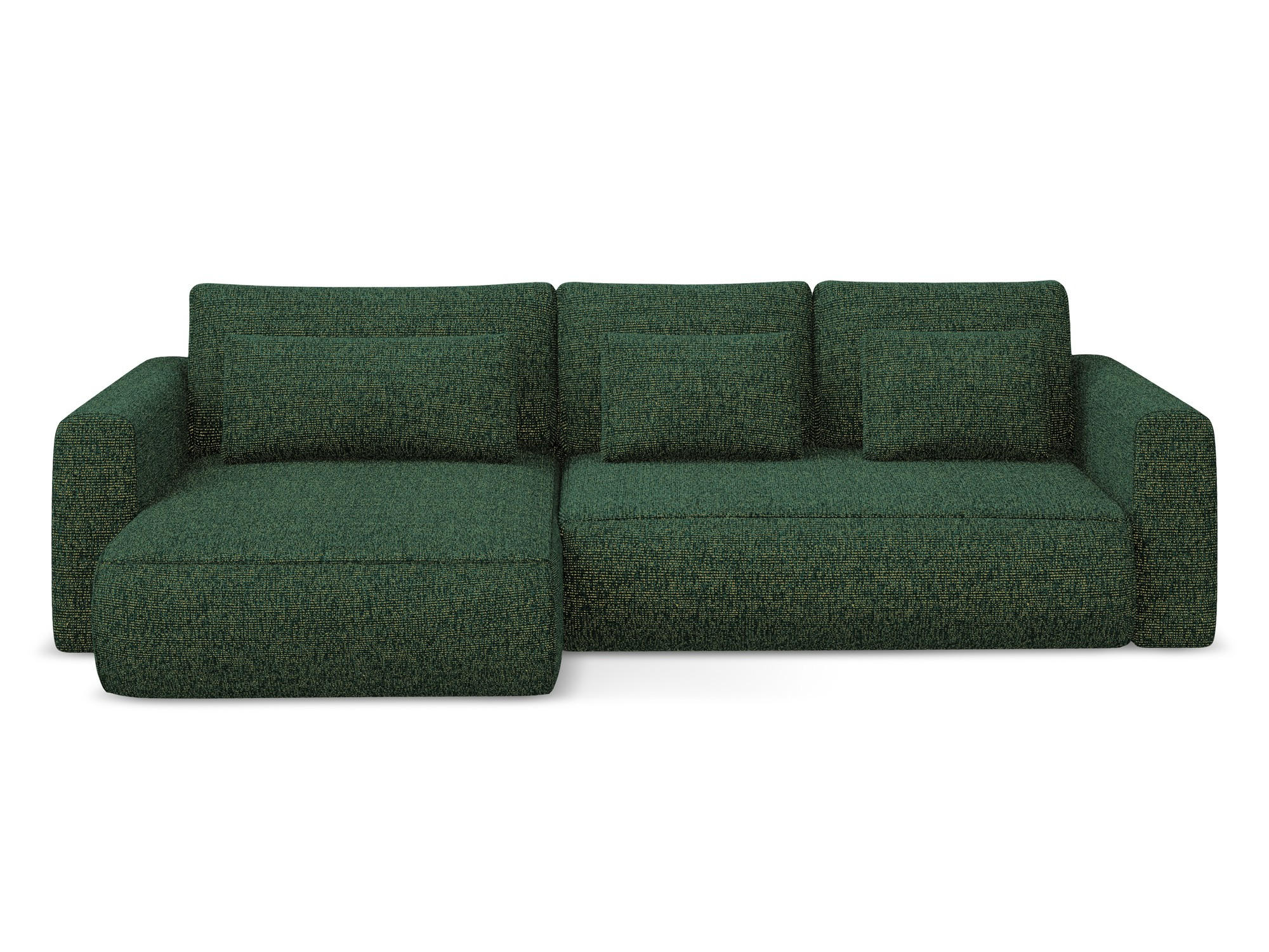 ECKSOFA mit Schlaffunktion Strukturstoff Stoff Grün - Schwarz/Grün, Kunststoff/Textil (149/278cm) - Makamii