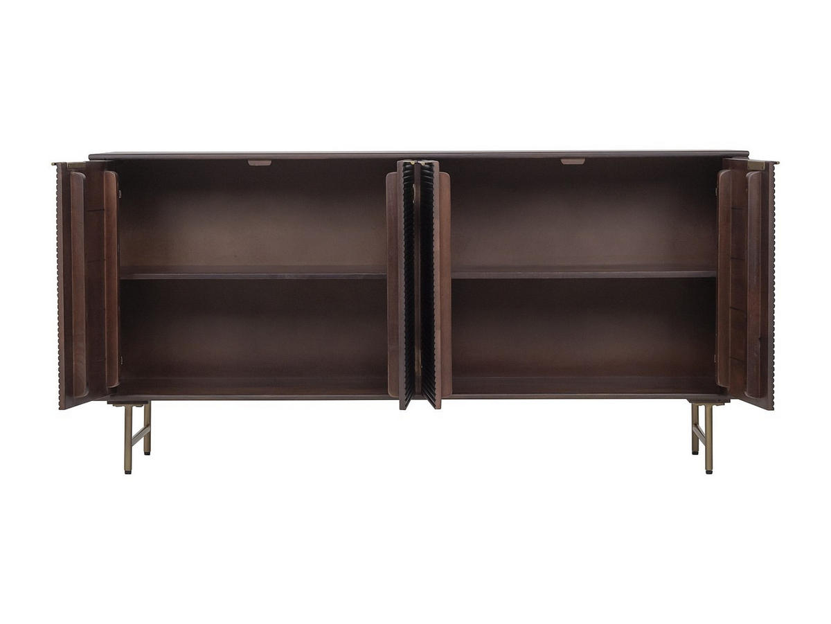 SIDEBOARD - 160 cm x 40 cm - Holz, Platte, Holz, Platte - Naturfarben Dunkel, Goldfarben - SORDANA - Goldfarben/Naturfarben, Holz (160/78/40cm) - Vente-Unique