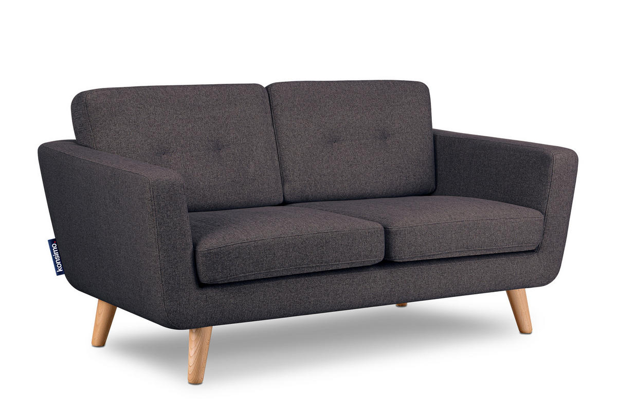 2-SITZER-SOFA TAGIO II mit Armlehnen, Graubraun/Braun - Braun/Grau, Textil (88/80/153cm) - KONSIMO®