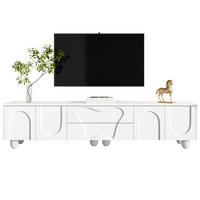 TV-SCHRANK 180/40/42 cm weiß PB mit massivem Holzbeinen und multifunktionalen Fächern - Weiß, Holzwerkstoff (180/42/40cm) - OKWISH