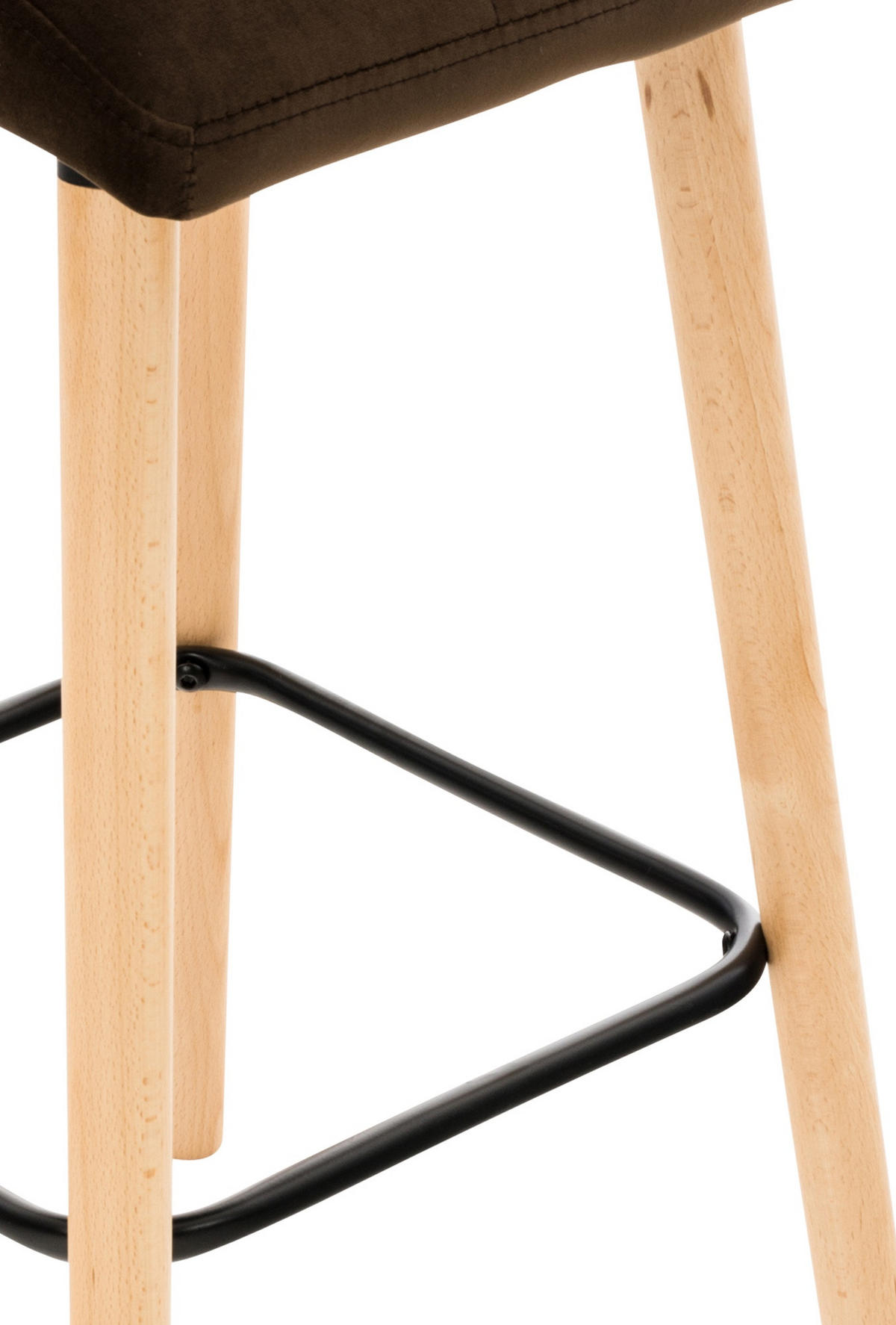 BARHOCKER 2er Set Samt Braun - Eukalyptusholzfarben/Braun, Holz/Textil (42/94/49cm) - CLP