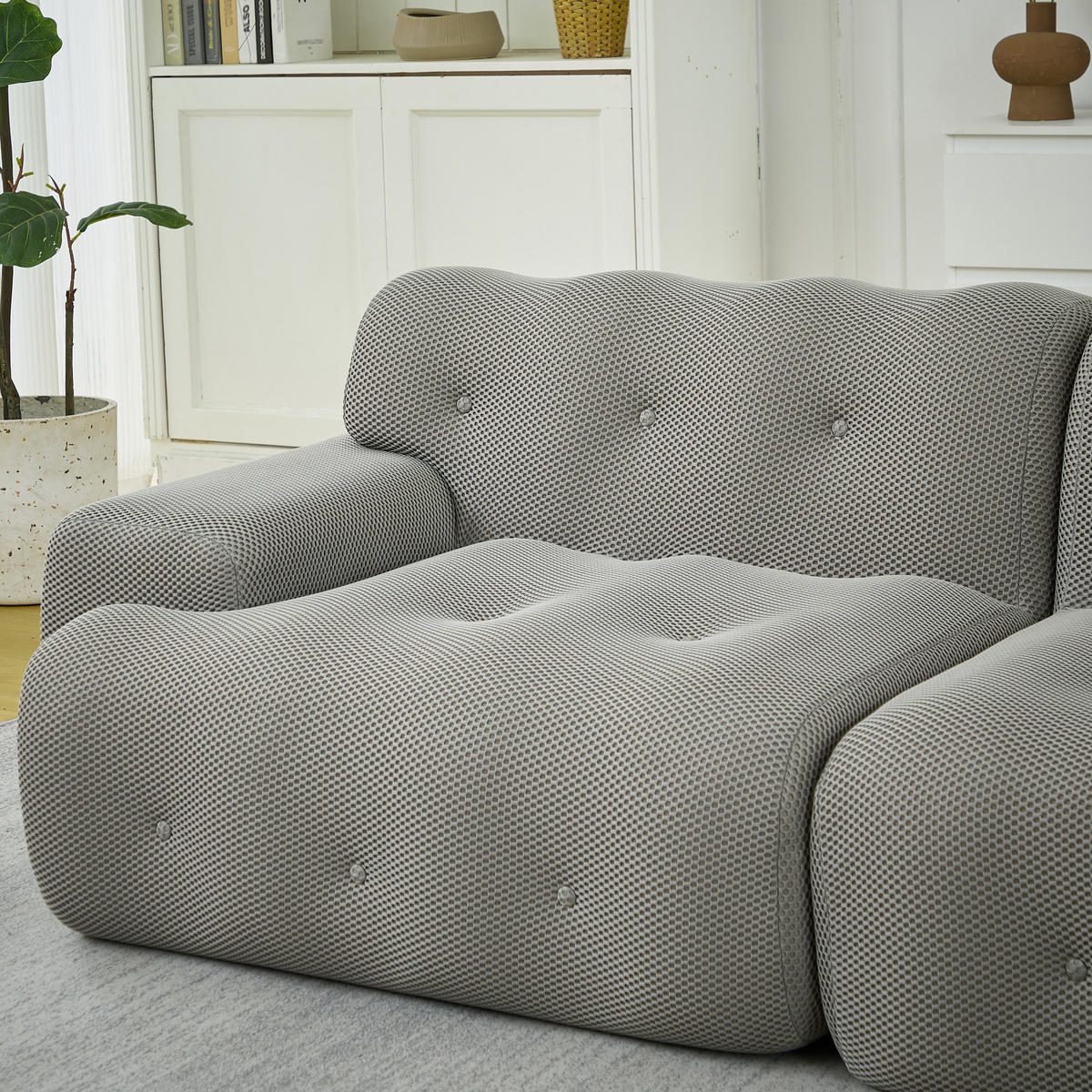 2-SITZER 224/104/66 cm grau aus Gewebe montagefrei - Grau, Textil (104/66/224cm) - OKMYHOME