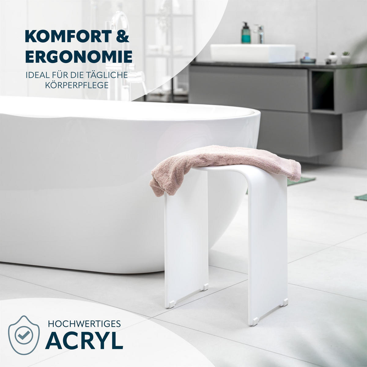 DUSCHHOCKER Acryl, mattweiss - Weiß, Kunststoff (32/48.5/27cm) - bremermann