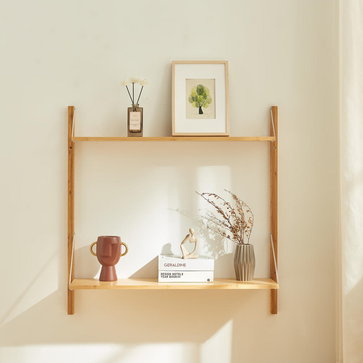 WANDREGAL Tingvoll - Naturfarben, Holz (85/85/25cm) - [en.casa]