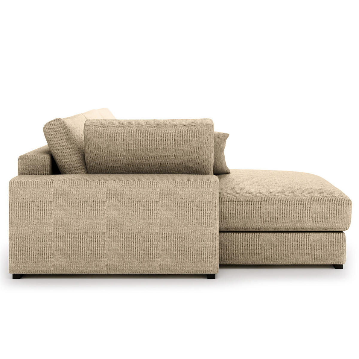 ECKSOFA mit Longchair - Beige/Schwarz, Kunststoff/Textil (340/205cm) - home24