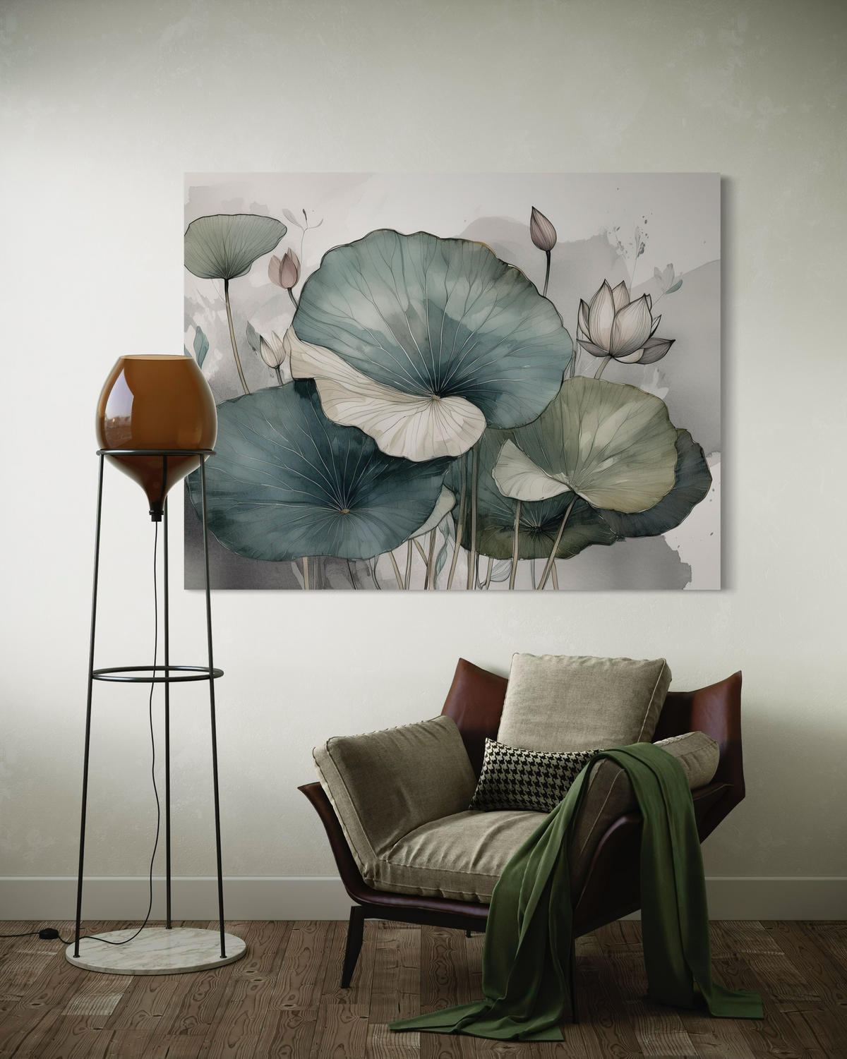 WANDBILD lilien pflanzen blumen - Grün, Textil (60/40cm) - Feeby