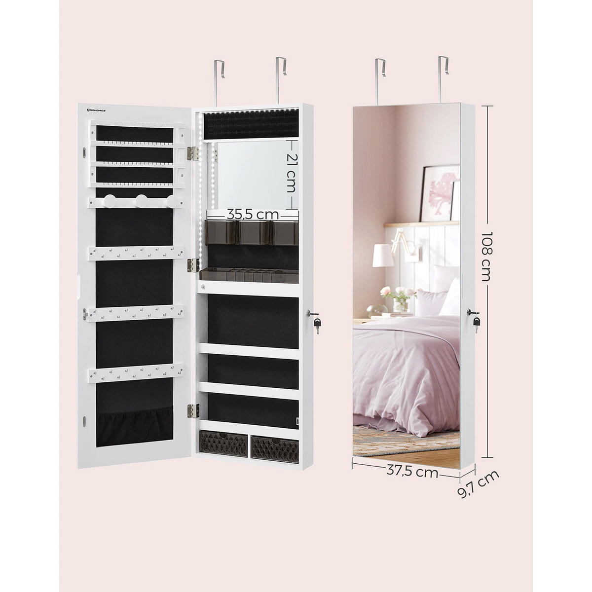 WANDSCHRANK NOUAKCHOTT - Weiß, Glas (9.7/108/37.5cm) - Hansiro