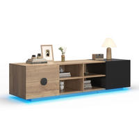 TV-SCHRANK 180 cm Holz & Schwarz mit Schublade, offenen Fächern und Schrank - Schwarz, Holzwerkstoff (180/47/38.5cm) - Urban Meuble