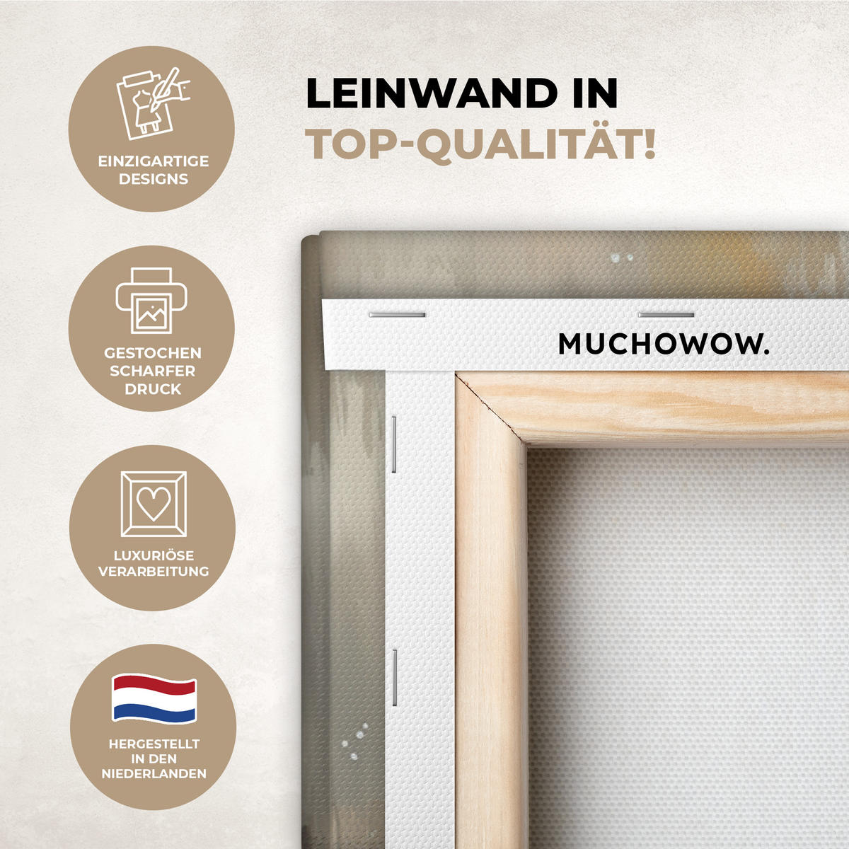 LEINWANDBILD Schneemann - Winter - Schnee - Beige XXL 150x100 cm - Weiß, Textil (150/100cm) - MuchoWow