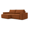 ECKSOFA mit Schlaffunktion Samt Stoff Orange - Terra cotta/Schwarz, Kunststoff/Textil (148/257cm) - Makamii