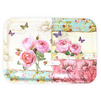 TABLETT England Rosen, rechteckige Melamin Serviertablett 45x31 cm - Rosa, Kunststoff (31/2/45cm) - Lashuma