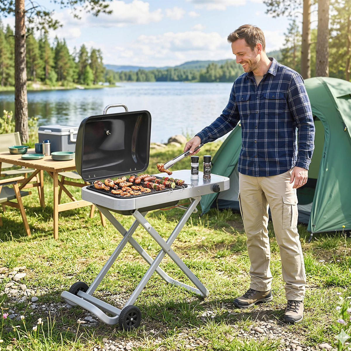 GASGRILL DE-10257 Schwarz - Schwarz, Metall (55/89/109cm) - ComfortXL