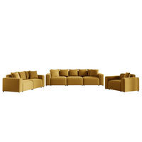 SOFASET Megan 3-2-1 In Salvador - Honig, Holzwerkstoff/Textil (327/75/98cm) - Fun Möbel