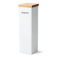 VORRATSDOSE mit Holzdeckel, Weiß, 10 x 10 x 34 cm - Weiß, Keramik (12/37/12cm) - Continenta