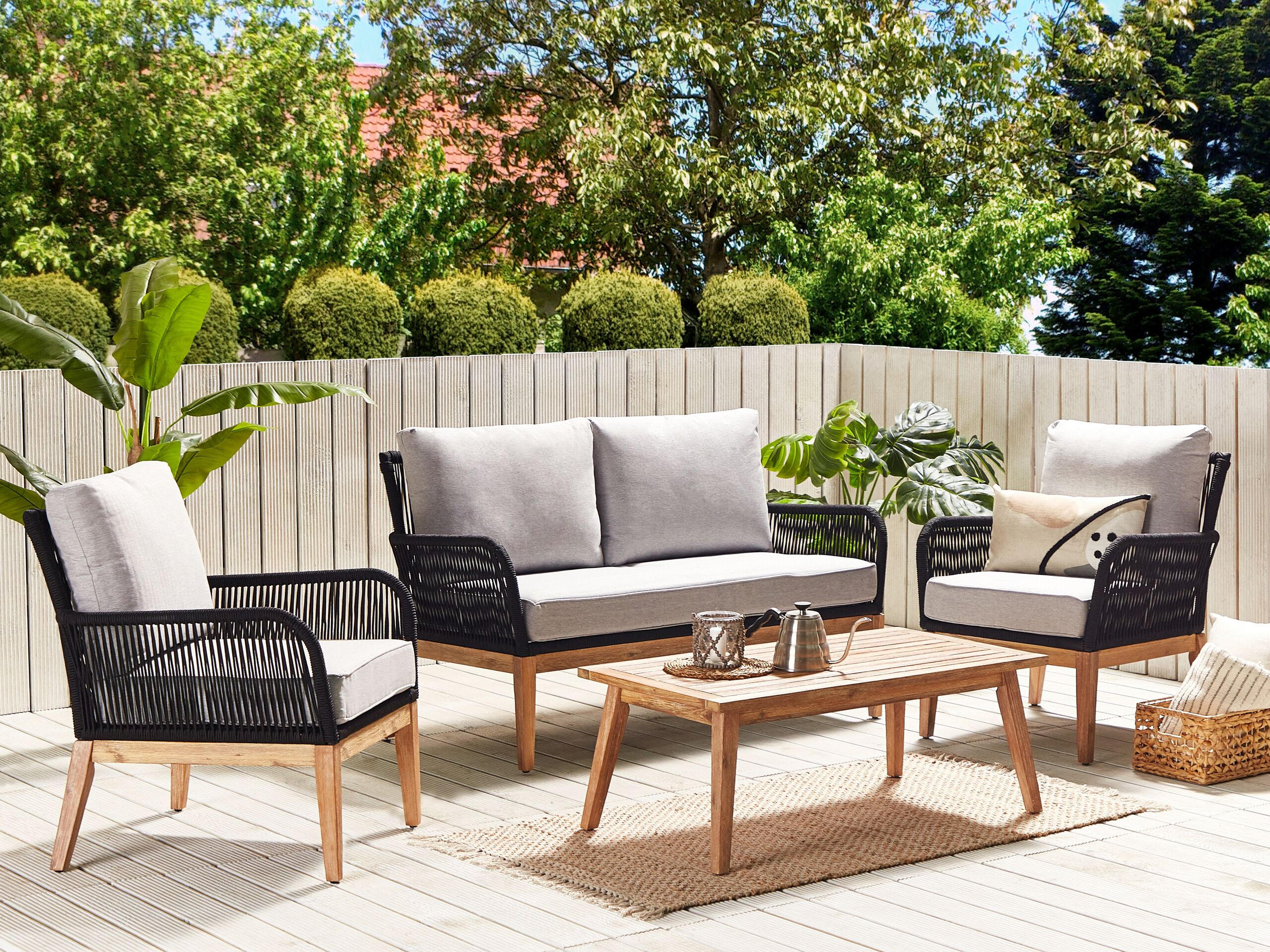 LOUNGE-SET 4-sitzer Akazienholz Grau Merano - Grau, Holz - Beliani