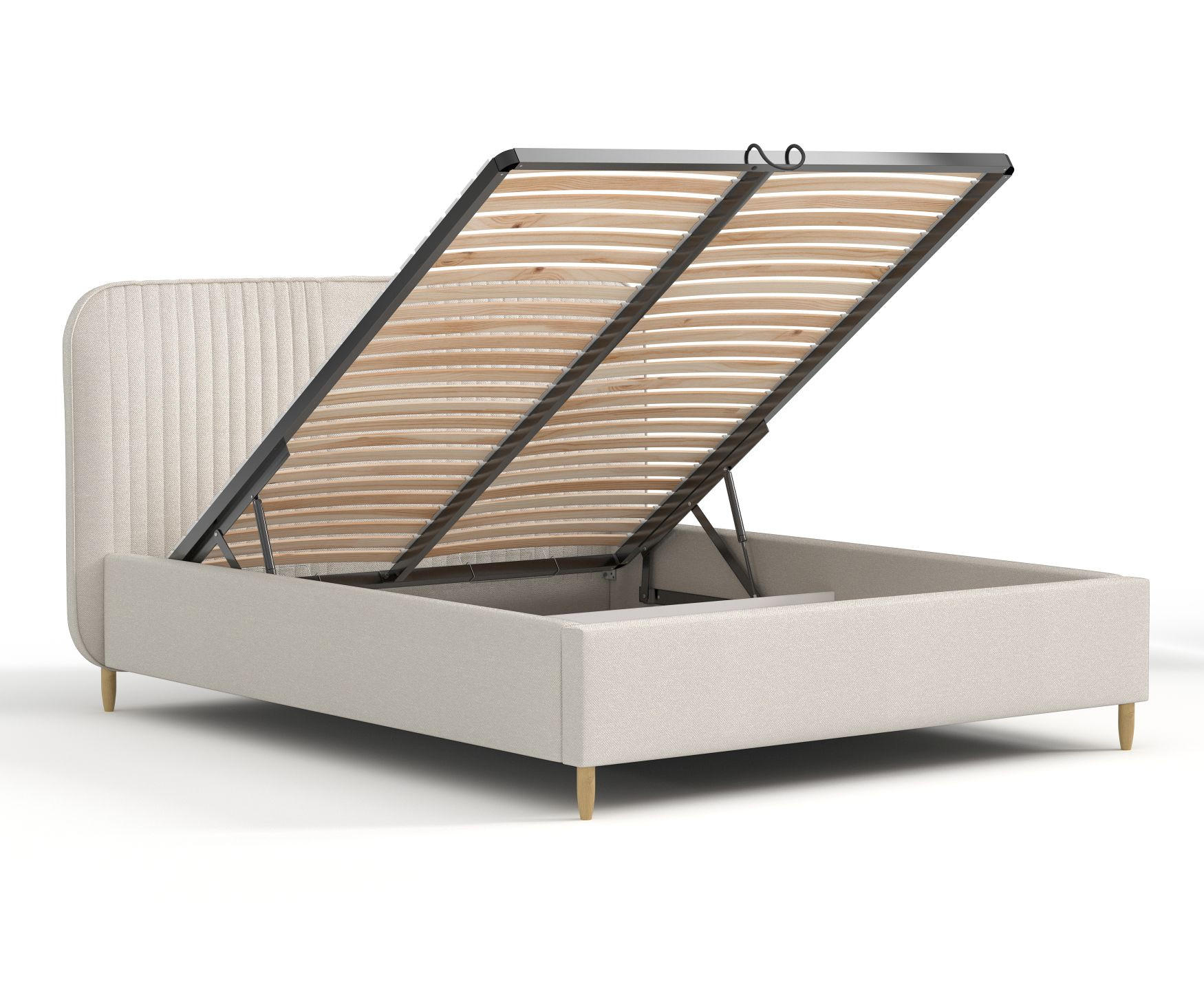 POLSTERBETT Livy Beige 120/200 cm im Webstoff - Beige/Naturfarben, Holz/Holzwerkstoff (120/200cm) - Maison de Reve