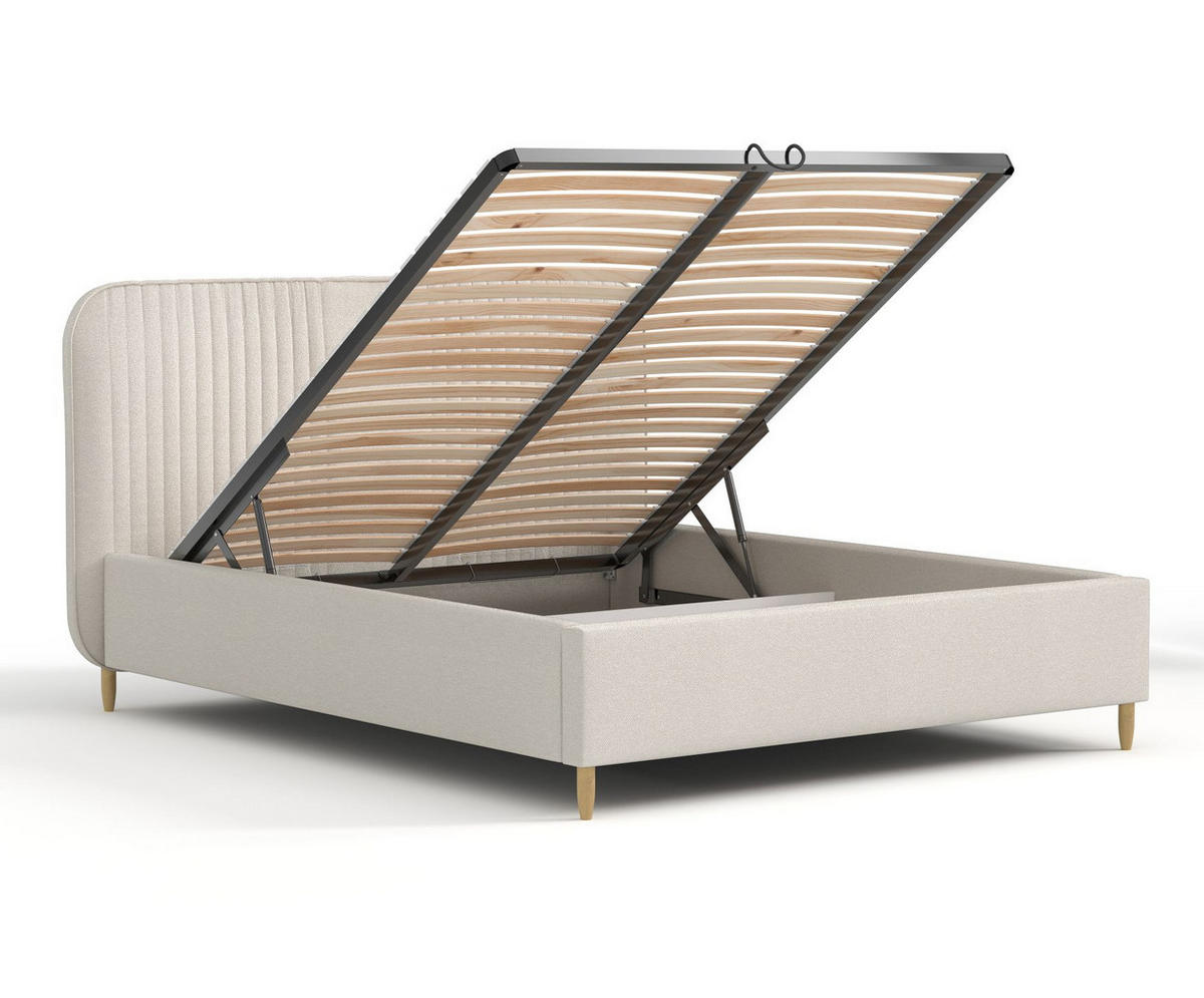 POLSTERBETT Livy Beige 120/200 cm im Webstoff - Beige/Naturfarben, Holz/Holzwerkstoff (120/200cm) - Maison de Reve