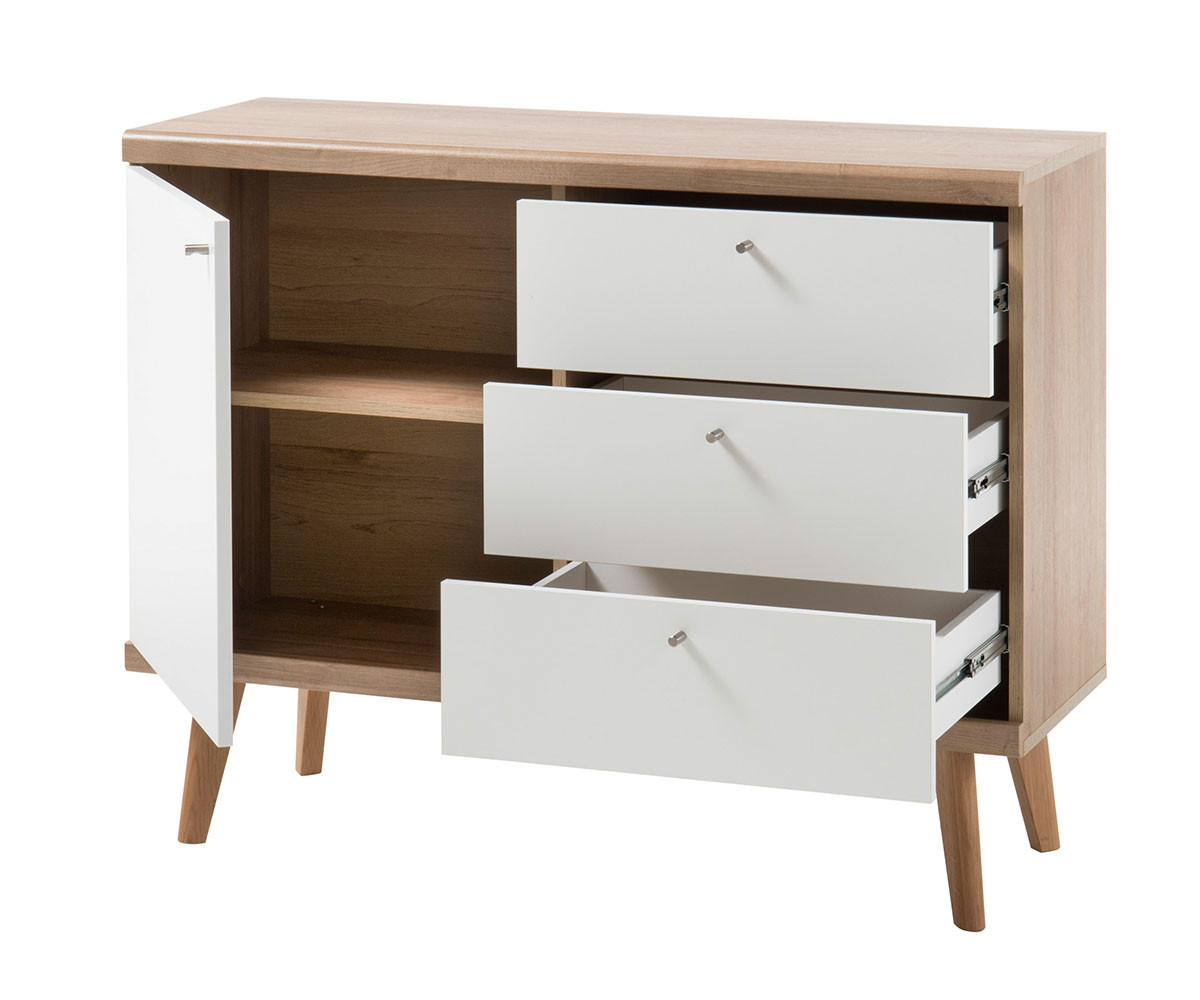 SIDEBOARD Merle Eiche Riviera / weiß 107 / 40 / 83cm - Eichefarben/Weiß, Holz/Holzwerkstoff (107/83/40cm) - Feldmann-Wohnen