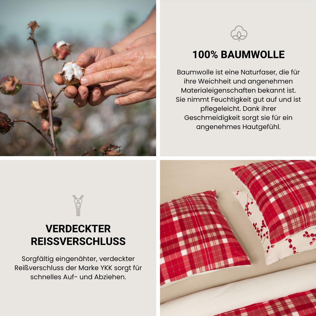 BETTWÄSCHESET Rowan - Feinbiber - 2-teilig - 135 x 200 cm - Creme - Creme, Textil (135/200cm) - SCHIESSER