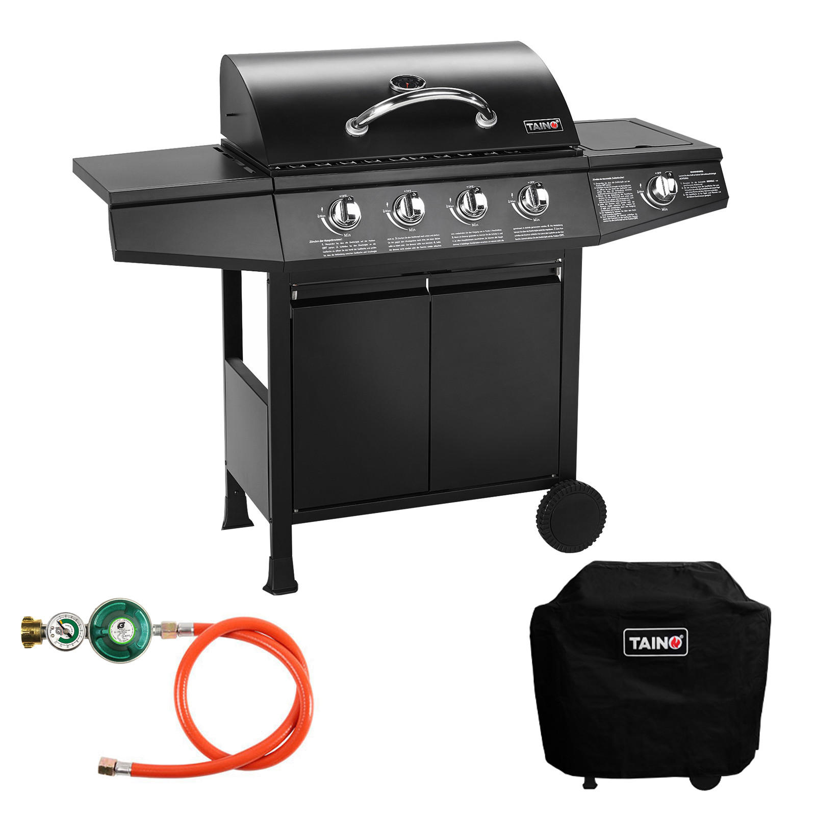 GASGRILL SET BASIC 4+1 - Schwarz, Metall (126/103/50cm) - TAINO