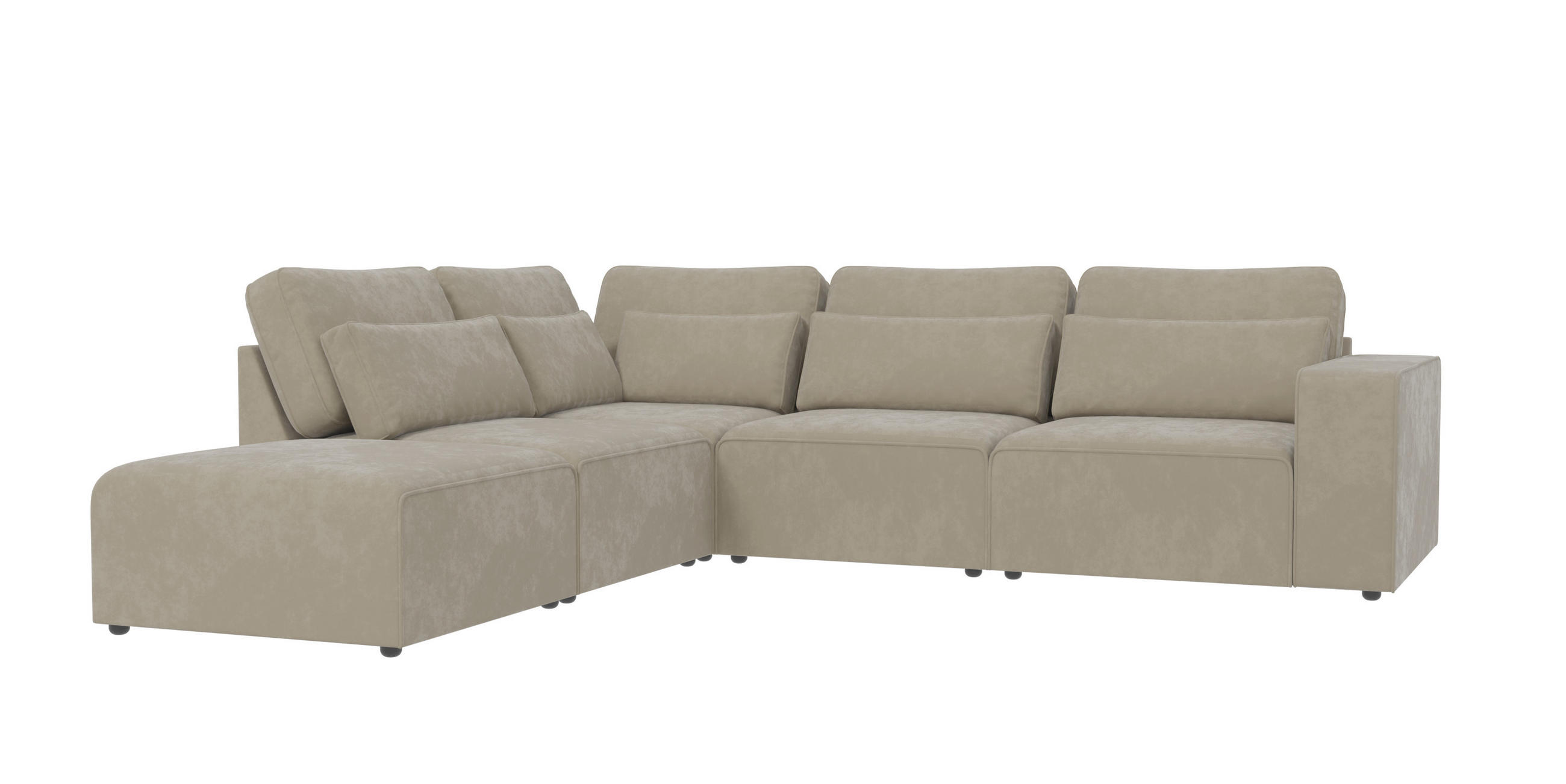 ECKSOFA modularer Leox Beige Samt-Stoff - Beige/Schwarz, Kunststoff/Textil (305/281cm) - S-Style Möbel