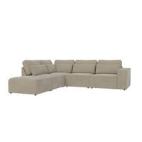 ECKSOFA modularer Leox Beige Samt-Stoff - Beige/Schwarz, Kunststoff/Textil (305/281cm) - S-Style Möbel