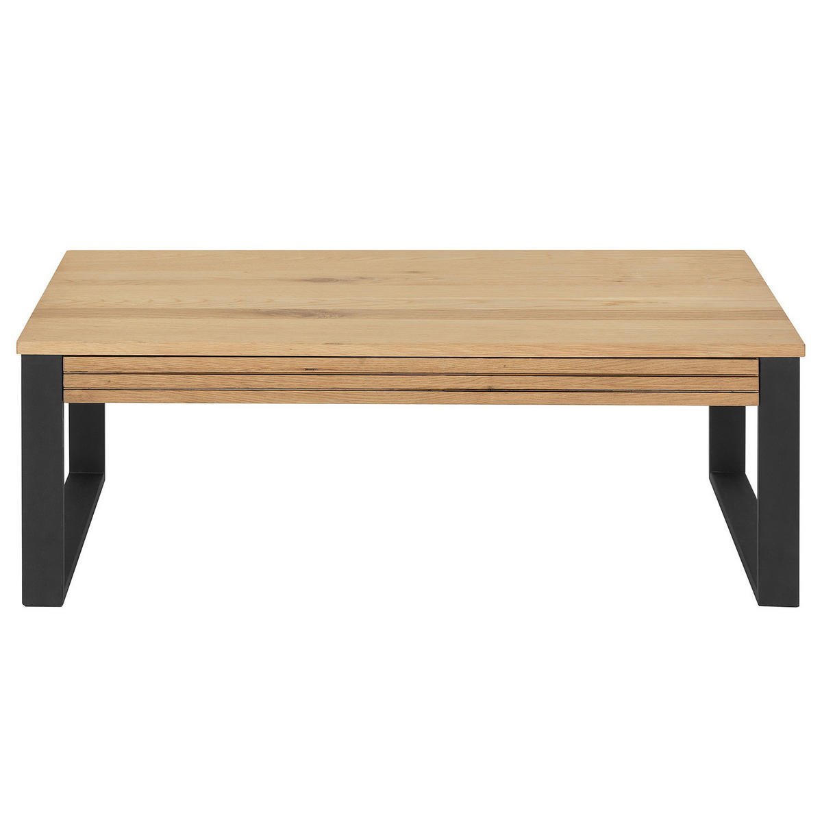 MASSIVER COUCHTISCH - Massivholz Eiche / Metall - Eichefarben, Holz/Metall (60/115/42cm) - home24