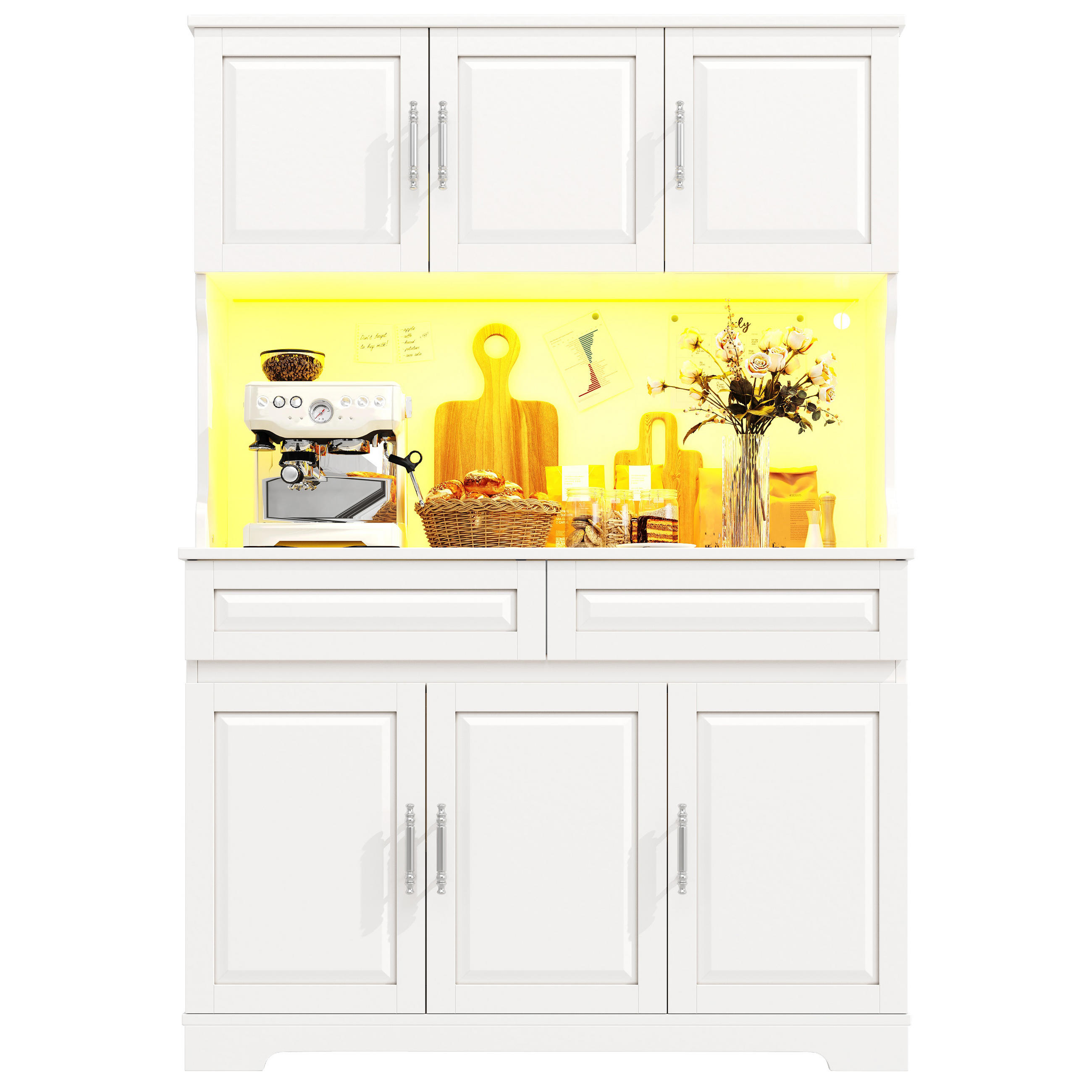 KÜCHENSCHRANK 108x40x180Cm LED App Arbeitsfläche Weiß - Weiß, Holzwerkstoff (108/180/40cm) - FLIEKS