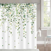 DUSCHVORHANG Grün Eukalyptus Polyester wasserdicht schimmelresistent waschbar mit Haken - Grün, Textil (180/180cm) - MCBOSON