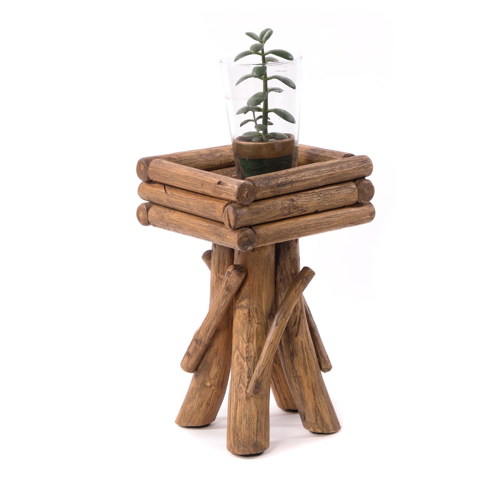 BLUMENTISCH Twist Teakholz - Naturfarben, Holz (25/25/42cm) - DESIGN DELIGHTS