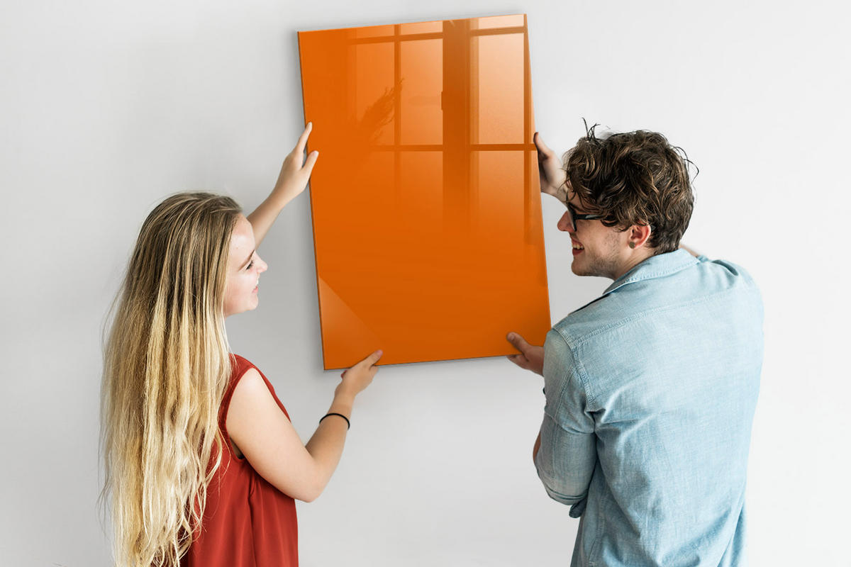 MAGNETTAFEL 60x90 Orange schwarzer Marker - Orange, Glas (60/0.4/90cm) - TULUP