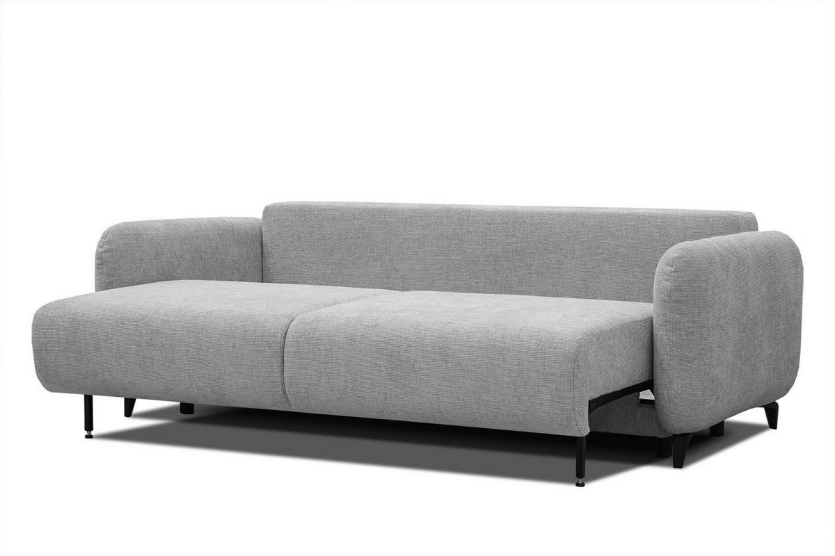 SOFA DRAKE 3-Sitzer mit Schlaffunktion, hellgrau - Hellgrau/Braun, Holz/Textil (232/90/107cm) - Courtois Laville