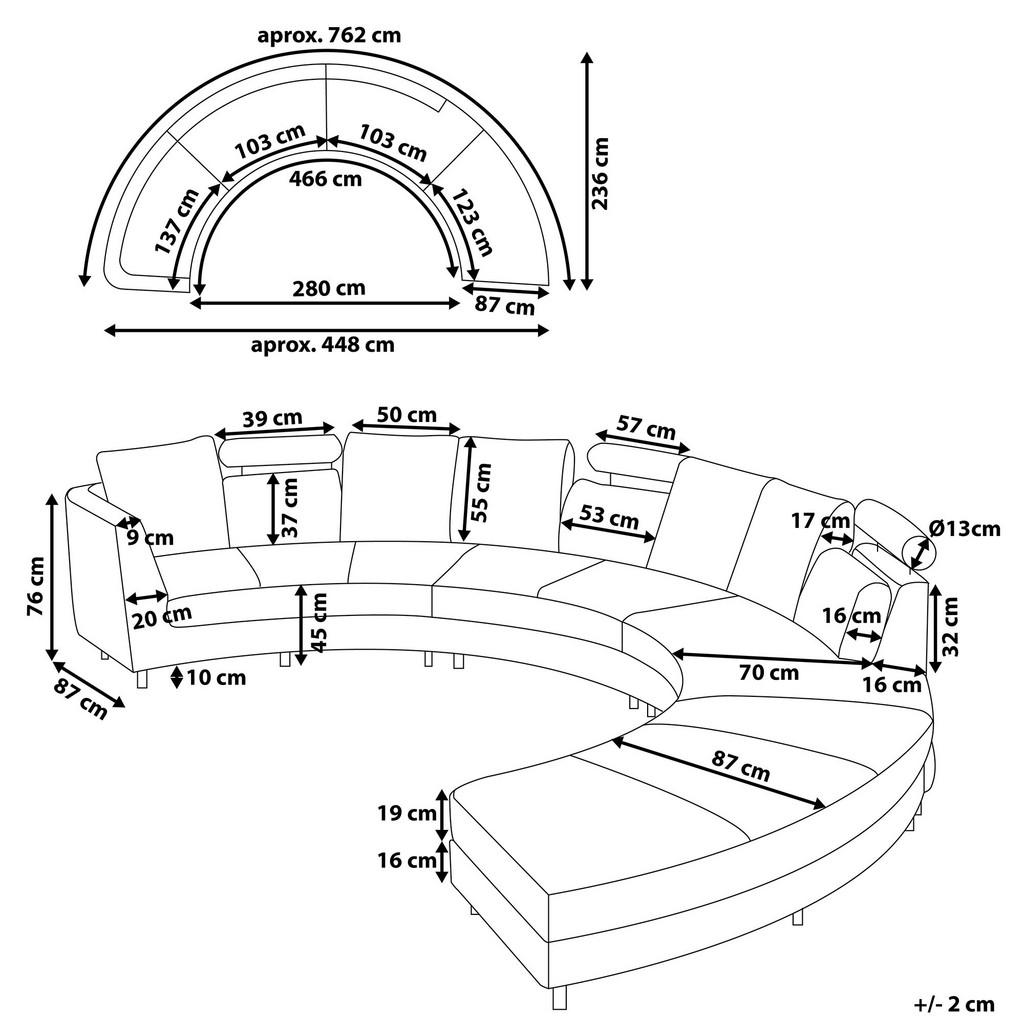 Thumbnail - Beliani 7-Sitzer-Sofa, Beige, Textil, U-Form, 448x76x236 cm, Wohnzimmer, Sofas & Couches, Wohnlandschaften, Wohnlandscha...