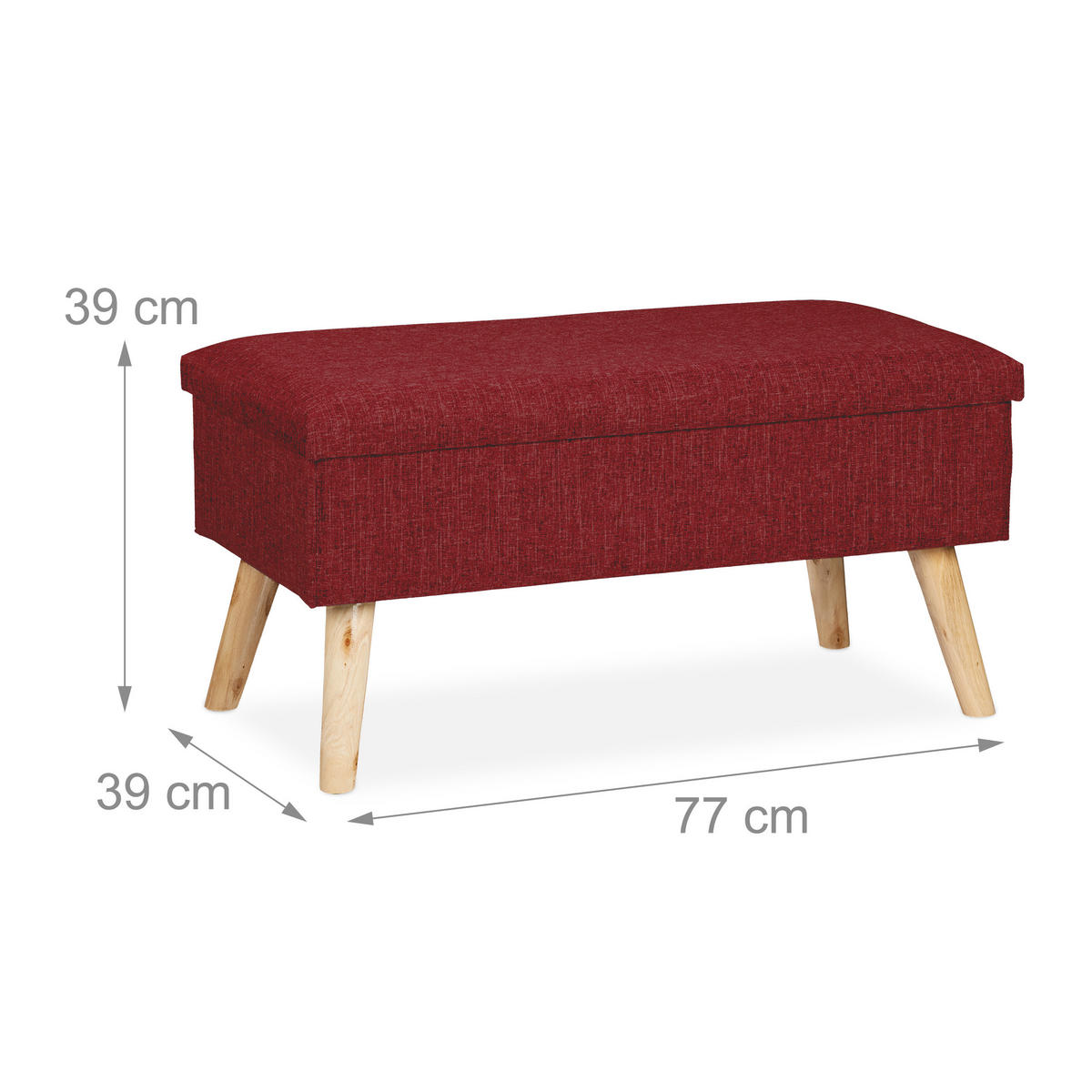 SITZBANK - Dunkelrot, Holz/Holzwerkstoff (77/39/39cm) - Relaxdays