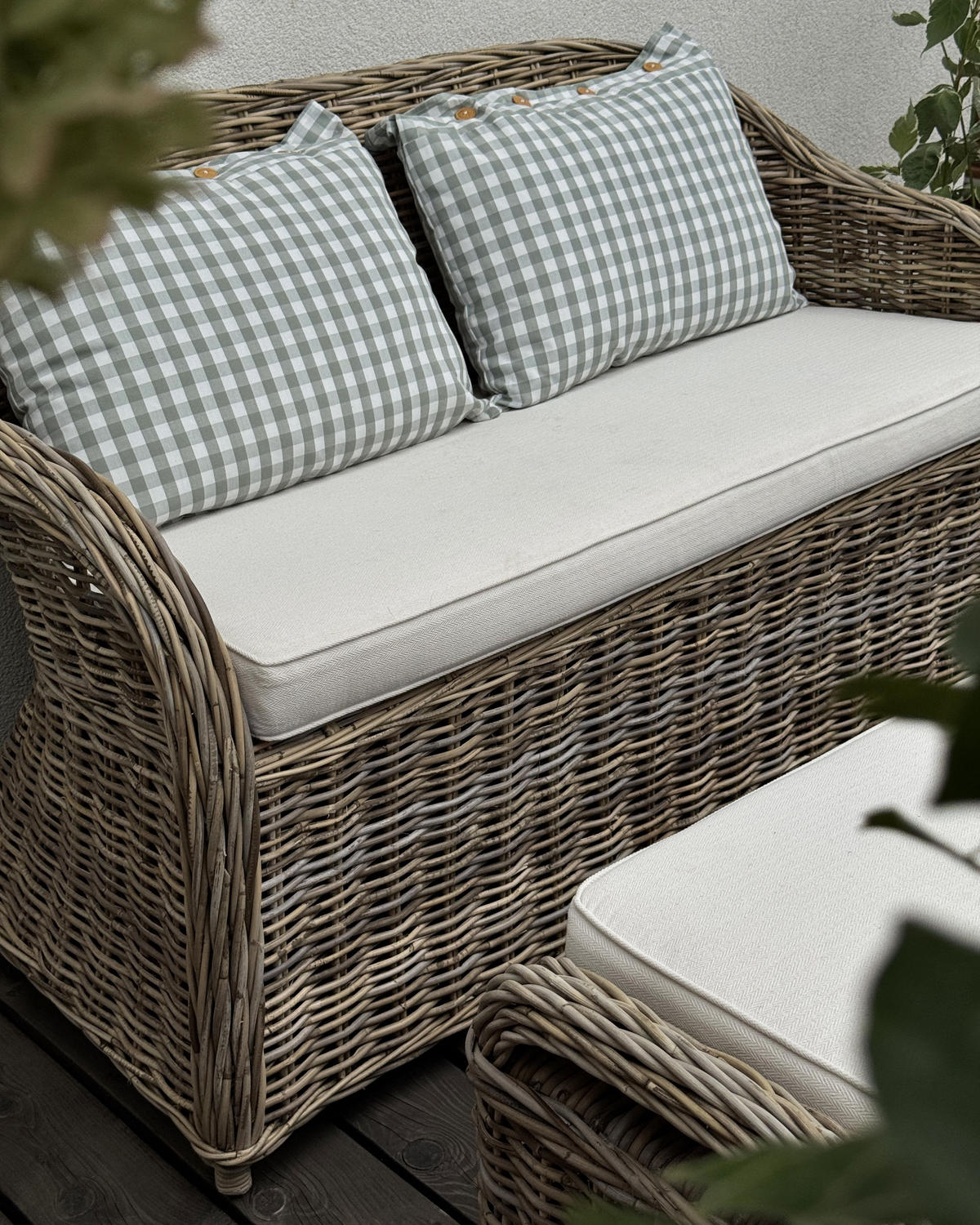 DEKOKISSEN 2er-Set Mintgrün 40/60 cm Talya - Weiß/Braun, Textil (40/60cm) - Beliani