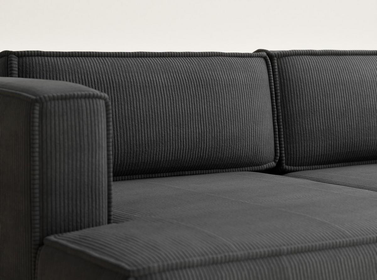 ECKSOFA MIT SCHLAFFUNKTION Velto Anthrazit Samtstoff - Anthrazit/Schwarz, Holz/Holzwerkstoff (152/250cm) - Maison de Reve