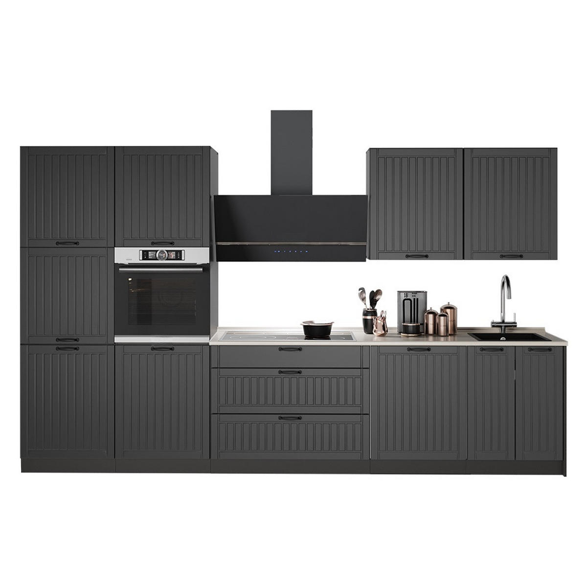 KUCHYŇSKÝ KOUT Fame-Line, Tmavě šedá/Antracit, 340 cm, PD Dub - tmavě šedá/antracitová, kompozitní dřevo (340/206.8/60cm) - Vicco