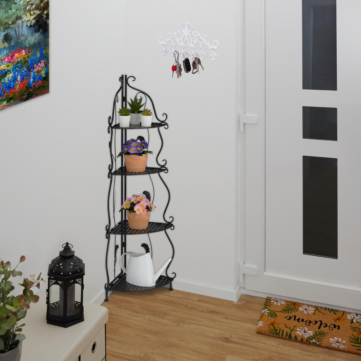 ECKREGAL - Schwarz, Kunststoff/Metall (30/113/30cm) - Relaxdays