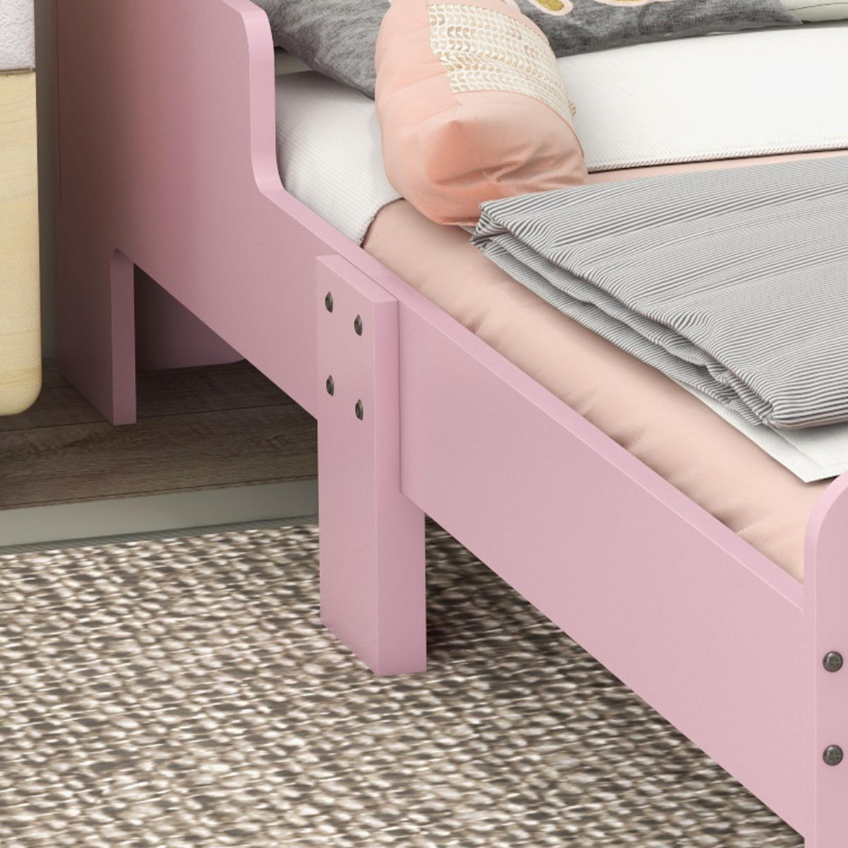 KINDERBETT 140x70 cm DE-14554 mit Wolken-Design, inkl. Lattenrost Rosa - Pink, Holzwerkstoff (70/140cm) - ComfortXL