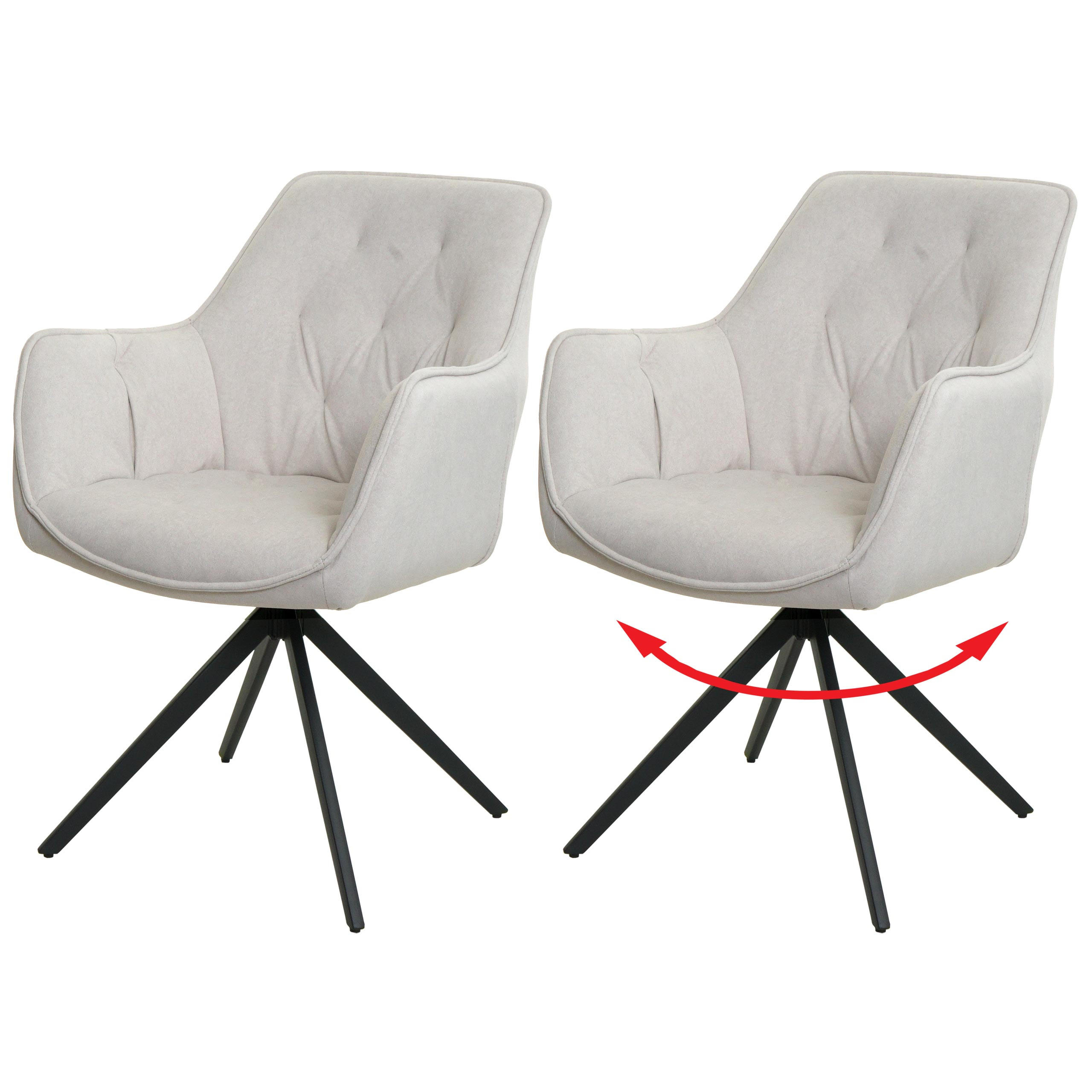 ESSZIMMERSTUHL 2er-Set 87x55x60cm Sitzhöhe 48cm Metall Stoff/Textil Creme-Beige - Beige, Textil (55/87/60cm) - CHEFGASTRO