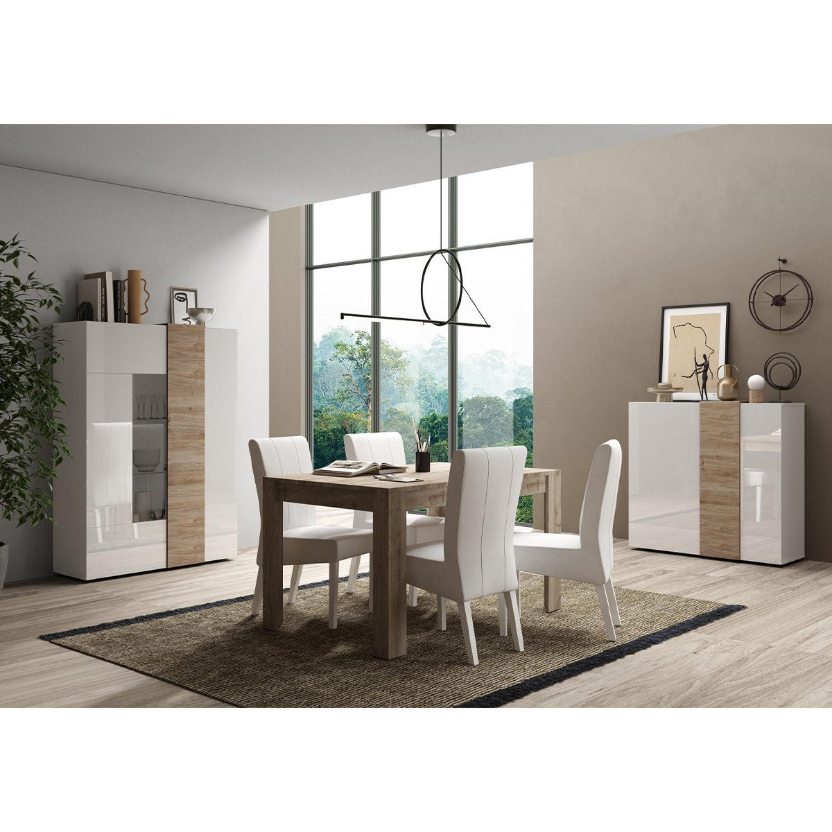 VITRINE 2-türig aus Glas ohne Beleuchtung Pluton - L121 cm - Weiß, Holzwerkstoff (44/169/121cm) - Calicosy