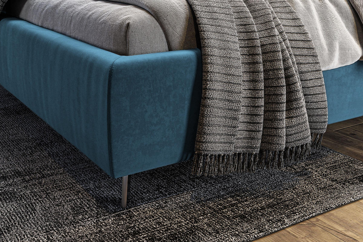 POLSTERBETT ANNY Petrol Massivholz - Petrol, Textil (200/200cm) - KAWOLA